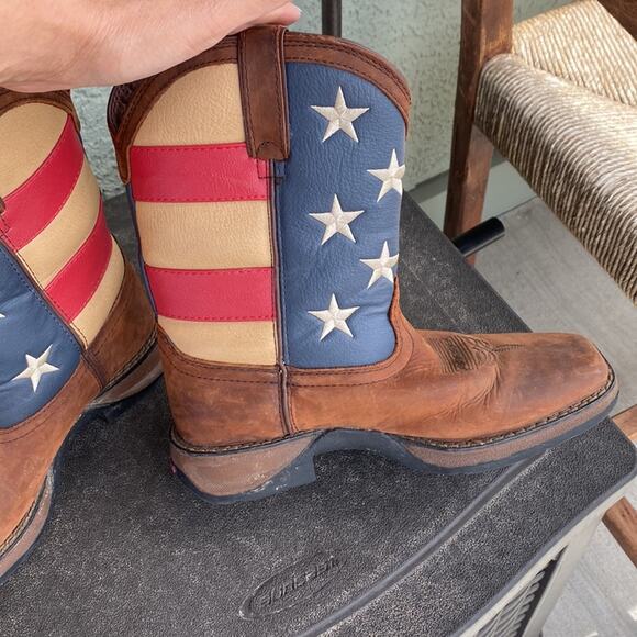Durango Patriotic Wellington Square Toe Boots youth leather size 4 American flag - Picture 6 of 8